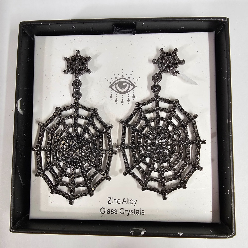 Eye Candy Spider Web Earrings Luxe Collection Zinc‎ Alloy Glass Crystals